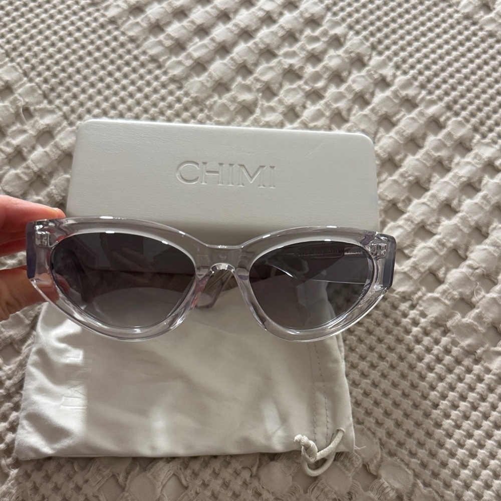 Clear Frame Cat-Eye Sunglasses with Gray Lenses